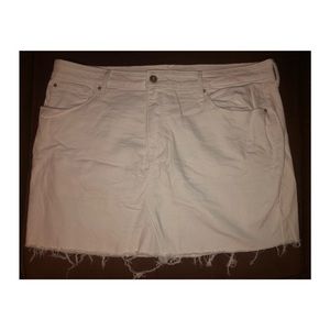 White Denim Distressed Skirt